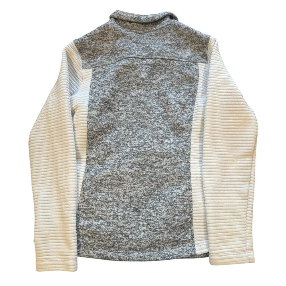 The North Face Womens Fleece Jacket Gray White Textured Zip Up Outerwear M |Q1 - Picture 3 of 8